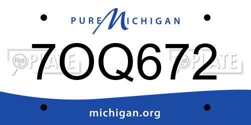 7OQ672 Michigan License Plate