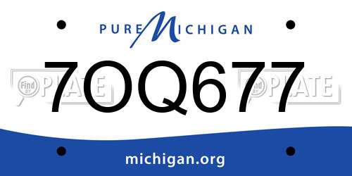 7OQ677 Michigan License Plate
