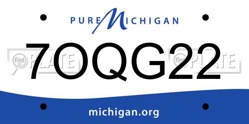 7OQG22 Michigan License Plate