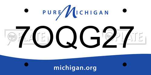 7OQG27 Michigan License Plate