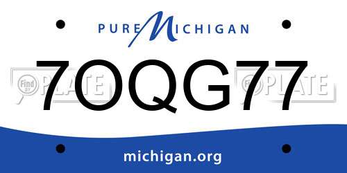 7OQG77 Michigan License Plate