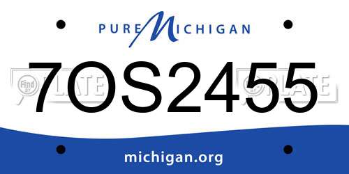 7OS2455 Michigan License Plate