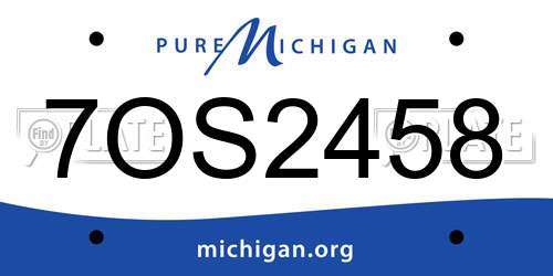 7OS2458 Michigan License Plate