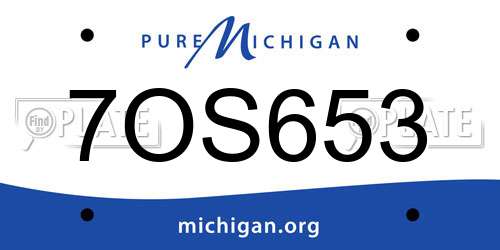 7OS653 Michigan License Plate