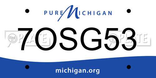 7OSG53 Michigan License Plate