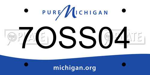 7OSS04 Michigan License Plate