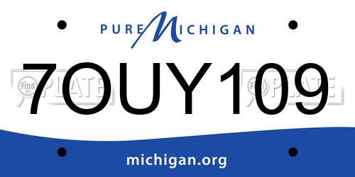 7OUY109 Michigan License Plate