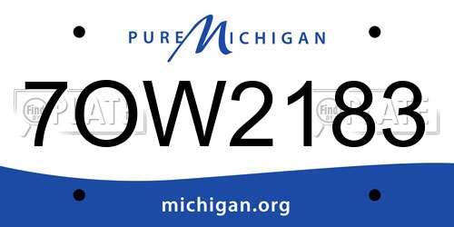 7OW2183 Michigan License Plate