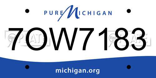 7OW7183 Michigan License Plate