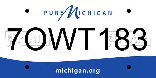7OWT183 Michigan License Plate