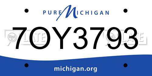 7OY3793 Michigan License Plate