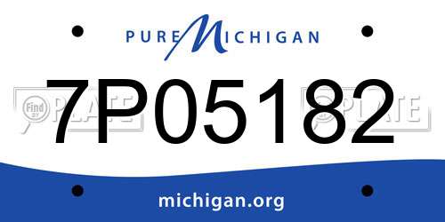 7P05182 Michigan License Plate