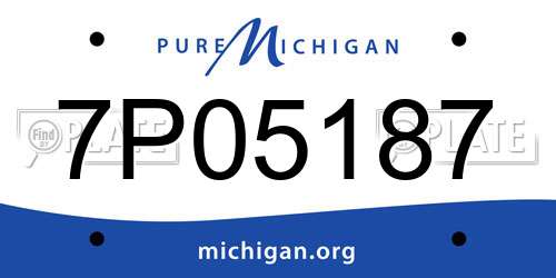 7P05187 Michigan License Plate