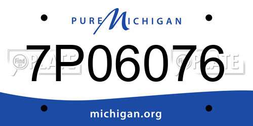 7P06076 Michigan License Plate