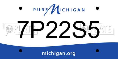 7P22S5 Michigan License Plate