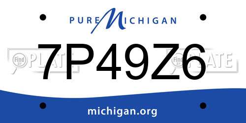7P49Z6 Michigan License Plate