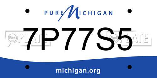 7P77S5 Michigan License Plate