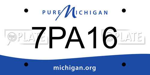 7PA16 Michigan License Plate