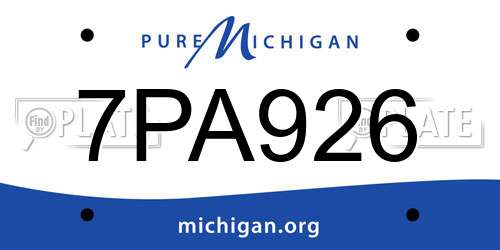 7PA926 Michigan License Plate