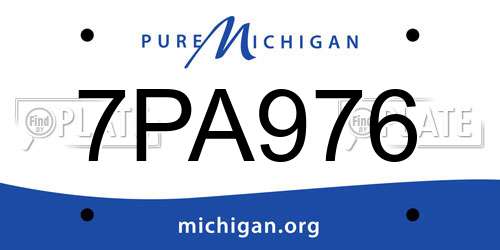 7PA976 Michigan License Plate
