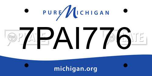 7PAI776 Michigan License Plate