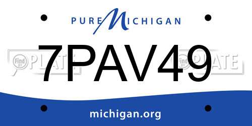7PAV49 Michigan License Plate