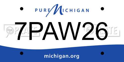 7PAW26 Michigan License Plate