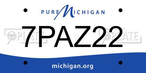 7PAZ22 Michigan License Plate