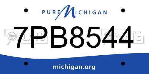 7PB8544 Michigan License Plate