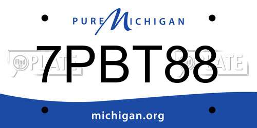 7PBT88 Michigan License Plate