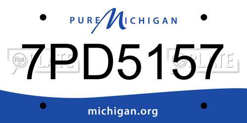 7PD5157 Michigan License Plate