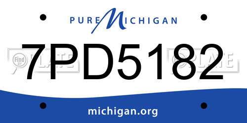 7PD5182 Michigan License Plate