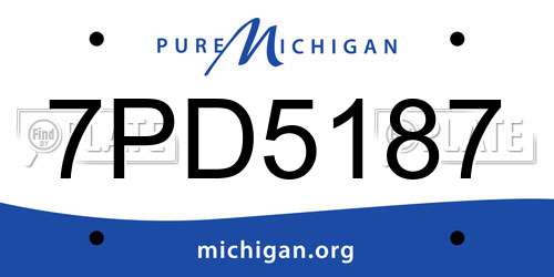 7PD5187 Michigan License Plate