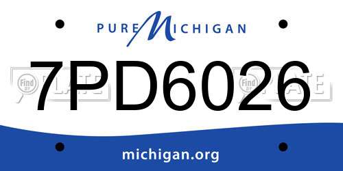 7PD6026 Michigan License Plate