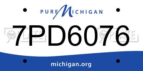 7PD6076 Michigan License Plate