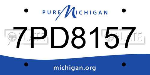 7PD8157 Michigan License Plate