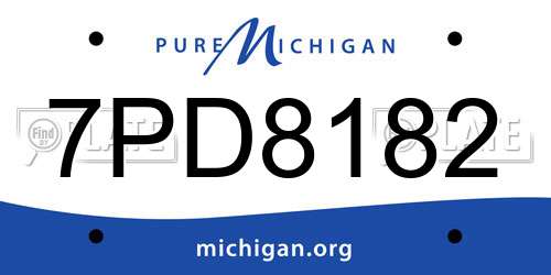 7PD8182 Michigan License Plate