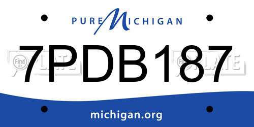 7PDB187 Michigan License Plate