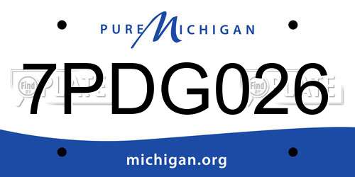 7PDG026 Michigan License Plate