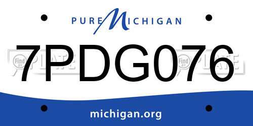 7PDG076 Michigan License Plate