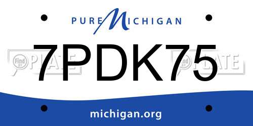 7PDK75 Michigan License Plate