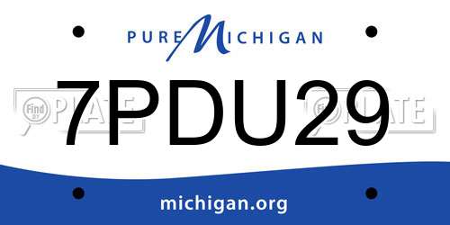 7PDU29 Michigan License Plate