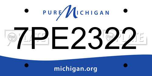 7PE2322 Michigan License Plate