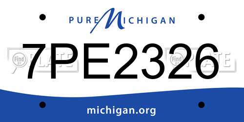 7PE2326 Michigan License Plate