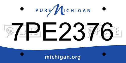 7PE2376 Michigan License Plate
