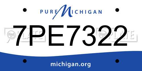 7PE7322 Michigan License Plate