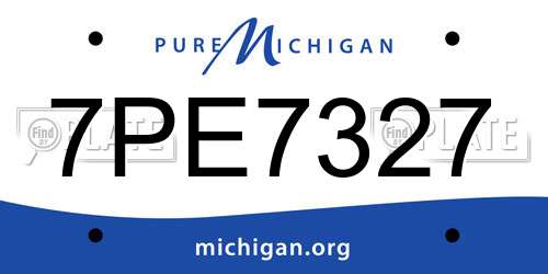 7PE7327 Michigan License Plate