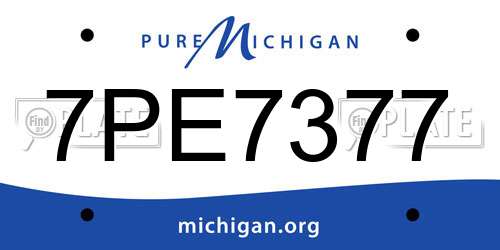 7PE7377 Michigan License Plate