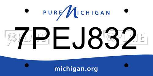 7PEJ832 Michigan License Plate