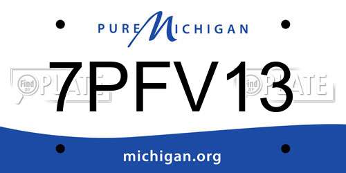 7PFV13 Michigan License Plate